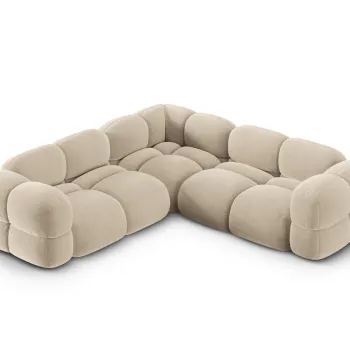 Coltar simetric 4 locuri, Loretto, Cosmopolitan Design, 250x250x68 cm, catifea, bej deschis imagine