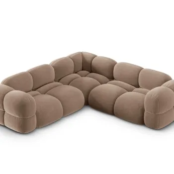 Coltar simetric 4 locuri, Loretto, Cosmopolitan Design, 250x250x68 cm, catifea, bej inchis imagine