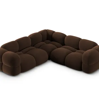 Coltar simetric 4 locuri, Loretto, Cosmopolitan Design, 250x250x68 cm, catifea, ciocolata imagine