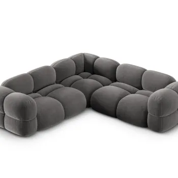 Coltar simetric 4 locuri, Loretto, Cosmopolitan Design, 250x250x68 cm, catifea, gri imagine