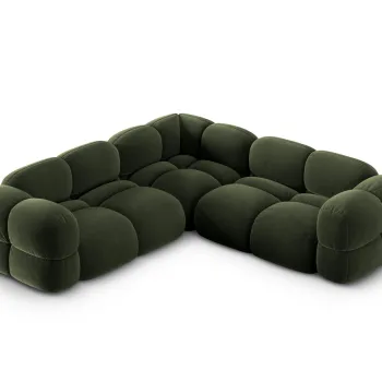 Coltar simetric 4 locuri, Loretto, Cosmopolitan Design, 250x250x68 cm, catifea, verde imagine
