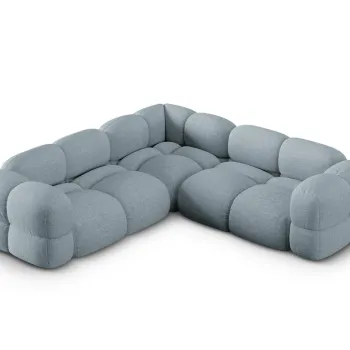 Coltar simetric 4 locuri, Loretto, Cosmopolitan Design, 250x250x68 cm, tesatura structurata, albastru pastel imagine