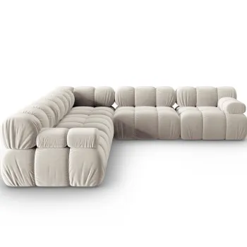 Coltar simetric 5 locuri, Bellis-51, Micadoni Home, 282x282x70 cm, catifea, bej inchis imagine