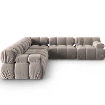 Coltar simetric 5 locuri, Bellis-51, Micadoni Home, 282x282x70 cm, catifea, cappuccino imagine