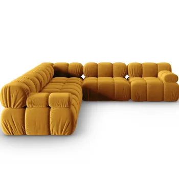 Coltar simetric 5 locuri, Bellis-51, Micadoni Home, 282x282x70 cm, catifea, galben imagine