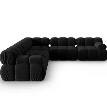 Coltar simetric 5 locuri, Bellis-51, Micadoni Home, 282x282x70 cm, catifea, negru imagine