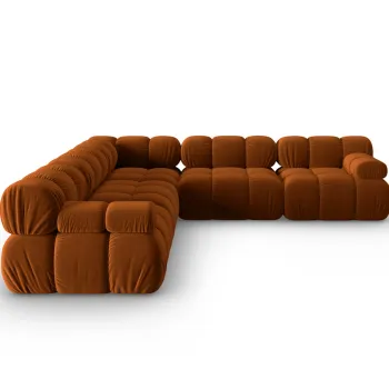 Coltar simetric 5 locuri, Bellis-51, Micadoni Home, 282x282x70 cm, catifea, teracota imagine