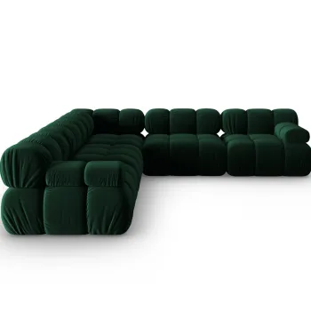 Coltar simetric 5 locuri, Bellis-51, Micadoni Home, 282x282x70 cm, catifea, verde bottle imagine