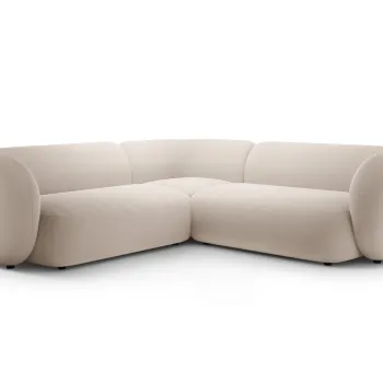 Coltar simetric 5 locuri, Kate, Micadoni, 252x252x76 cm, catifea, bej imagine