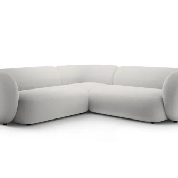 Coltar simetric 5 locuri, Kate, Micadoni, 252x252x76 cm, catifea, gri deschis imagine