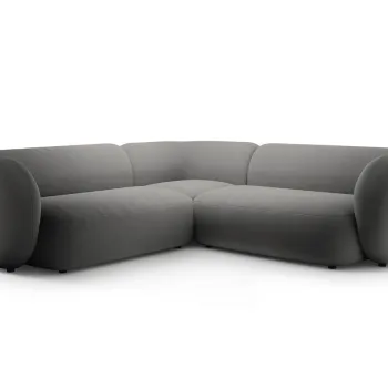 Coltar simetric 5 locuri, Kate, Micadoni, 252x252x76 cm, catifea, gri inchis imagine