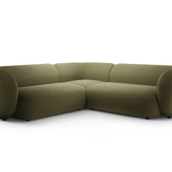 Coltar simetric 5 locuri, Kate, Micadoni, 252x252x76 cm, catifea, verde imagine