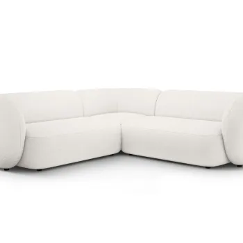 Coltar simetric 5 locuri, Kate, Micadoni, 252x252x76 cm, tesatura boucle, alb imagine