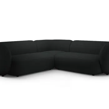 Coltar simetric 5 locuri, Kate, Micadoni, 252x252x76 cm, tesatura boucle, negru imagine