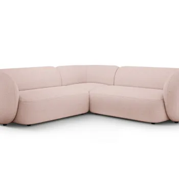 Coltar simetric 5 locuri, Kate, Micadoni, 252x252x76 cm, tesatura boucle, roz pudra imagine