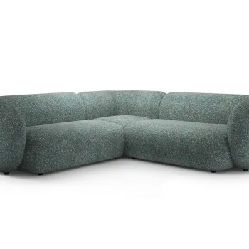 Coltar simetric 5 locuri, Kate, Micadoni, 252x252x76 cm, tesatura structurata, albastru melanj imagine