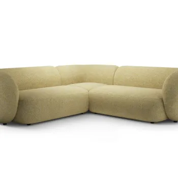 Coltar simetric 5 locuri, Kate, Micadoni, 252x252x76 cm, tesatura structurata, galben melanj imagine