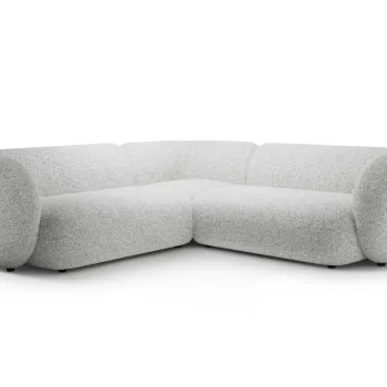 Coltar simetric 5 locuri, Kate, Micadoni, 252x252x76 cm, tesatura structurata, gri deschis melanj imagine