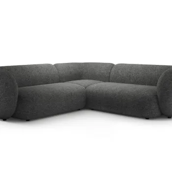 Coltar simetric 5 locuri, Kate, Micadoni, 252x252x76 cm, tesatura structurata, gri inchis melanj imagine