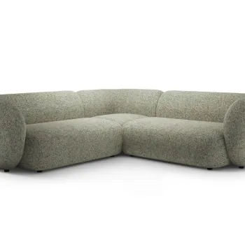 Coltar simetric 5 locuri, Kate, Micadoni, 252x252x76 cm, tesatura structurata, verde muschi melanj imagine