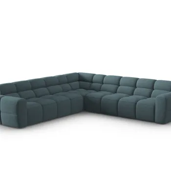 Coltar simetric 5 locuri, Lisa-193, Micadoni Home, 310x310x77 cm, tesatura structurata, albastru deschis imagine