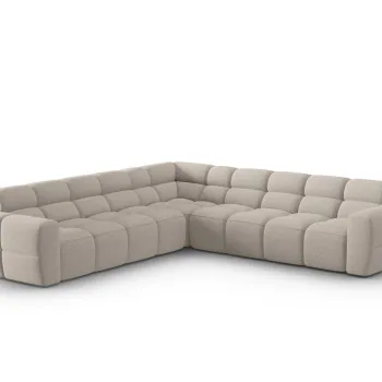 Coltar simetric 5 locuri, Lisa-193, Micadoni Home, 310x310x77 cm, tesatura structurata, bej sand imagine