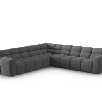 Coltar simetric 5 locuri, Lisa-193, Micadoni Home, 310x310x77 cm, tesatura structurata, gri imagine