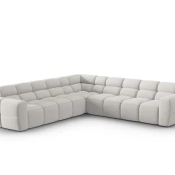 Coltar simetric 5 locuri, Lisa-193, Micadoni Home, 310x310x77 cm, tesatura structurata, gri deschis imagine