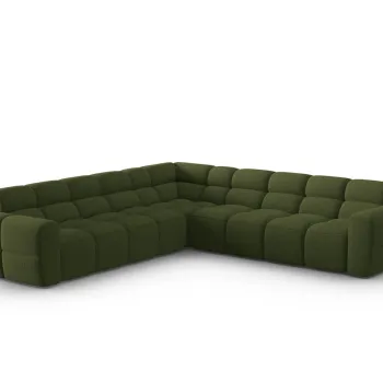 Coltar simetric 5 locuri, Lisa-193, Micadoni Home, 310x310x77 cm, tesatura structurata, verde melange imagine