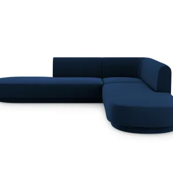 Coltar simetric 5 locuri, Miley, Micadoni Home, BL, 248x248x74 cm, catifea, albastru regal imagine