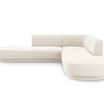 Coltar simetric 5 locuri, Miley, Micadoni Home, BL, 248x248x74 cm, catifea, bej deschis imagine