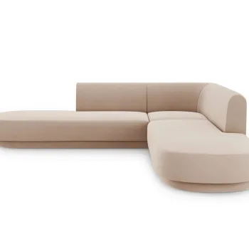 Coltar simetric 5 locuri, Miley, Micadoni Home, BL, 248x248x74 cm, catifea, cappuccino imagine