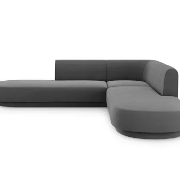 Coltar simetric 5 locuri, Miley, Micadoni Home, BL, 248x248x74 cm, catifea, gri imagine