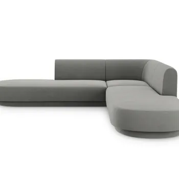 Coltar simetric 5 locuri, Miley, Micadoni Home, BL, 248x248x74 cm, catifea, gri deschis imagine