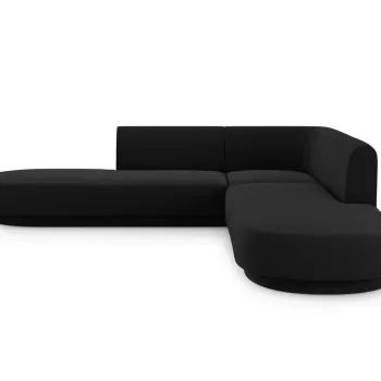 Coltar simetric 5 locuri, Miley, Micadoni Home, BL, 248x248x74 cm, catifea, negru imagine