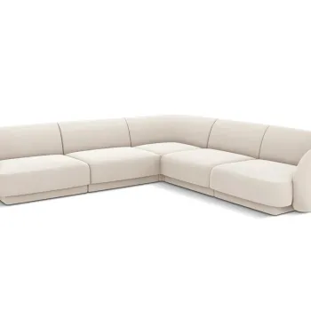 Coltar simetric 5 locuri, Miley, Micadoni Home, BL, 252x252x74 cm, catifea, bej deschis imagine