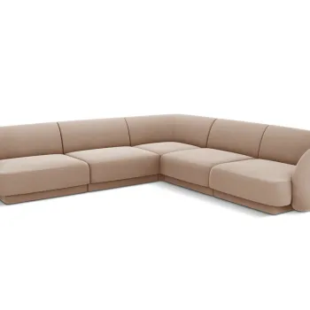 Coltar simetric 5 locuri, Miley, Micadoni Home, BL, 252x252x74 cm, catifea, cappuccino imagine