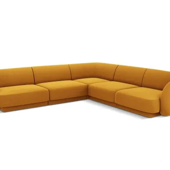 Coltar simetric 5 locuri, Miley, Micadoni Home, BL, 252x252x74 cm, catifea, galben imagine