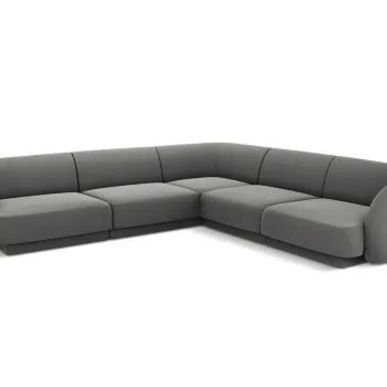 Coltar simetric 5 locuri, Miley, Micadoni Home, BL, 252x252x74 cm, catifea, gri deschis imagine