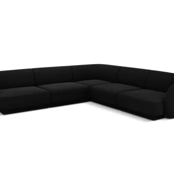 Coltar simetric 5 locuri, Miley, Micadoni Home, BL, 252x252x74 cm, catifea, negru imagine