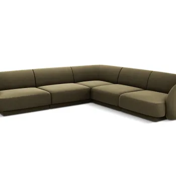 Coltar simetric 5 locuri, Miley, Micadoni Home, BL, 252x252x74 cm, catifea, verde imagine