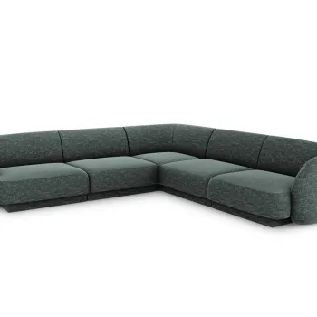 Coltar simetric 5 locuri, Miley, Micadoni Home, BL, 252x252x74 cm, poliester chenille, albastru petrol imagine
