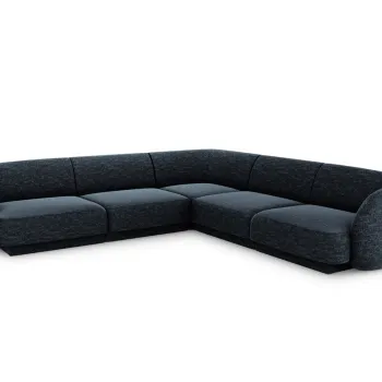 Coltar simetric 5 locuri, Miley, Micadoni Home, BL, 252x252x74 cm, poliester chenille, albastru regal imagine