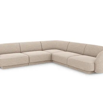 Coltar simetric 5 locuri, Miley, Micadoni Home, BL, 252x252x74 cm, poliester chenille, bej imagine