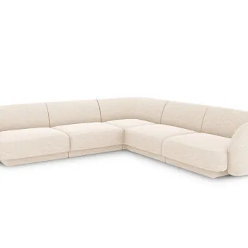 Coltar simetric 5 locuri, Miley, Micadoni Home, BL, 252x252x74 cm, poliester chenille, bej deschis imagine