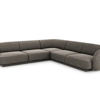 Coltar simetric 5 locuri, Miley, Micadoni Home, BL, 252x252x74 cm, poliester chenille, gri imagine