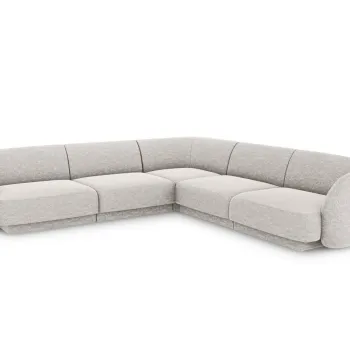 Coltar simetric 5 locuri, Miley, Micadoni Home, BL, 252x252x74 cm, poliester chenille, gri deschis imagine