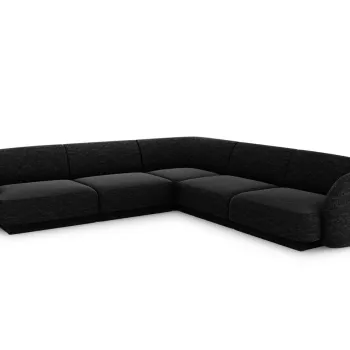 Coltar simetric 5 locuri, Miley, Micadoni Home, BL, 252x252x74 cm, poliester chenille, negru imagine
