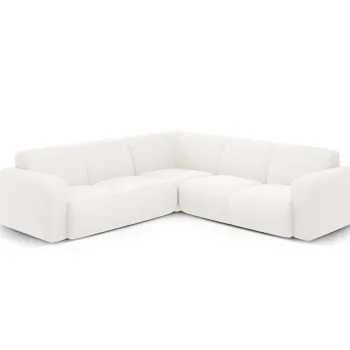 Coltar simetric 5 locuri, Molino-101, Micadoni Home, 252x252x75 cm, tesatura boucle, alb imagine