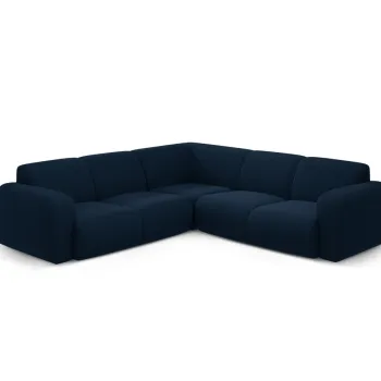 Coltar simetric 5 locuri, Molino-101, Micadoni Home, 252x252x75 cm, tesatura boucle, albastru inchis imagine